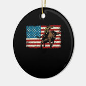 Rodeo Bull Rider Patriottic American Flag Cowboys Keramisch Ornament (Links)