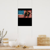 Rodeo Bull Rider Patriottic American Flag Cowboys Poster (Keuken)