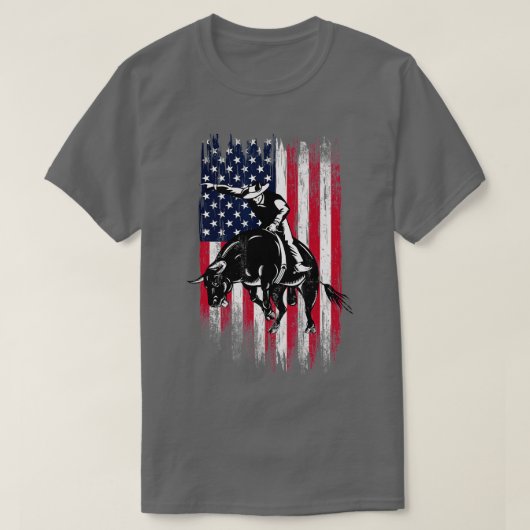 Rodeo Bull Rider Patriottic American Flag Cowboys T-shirt (Design voorkant)