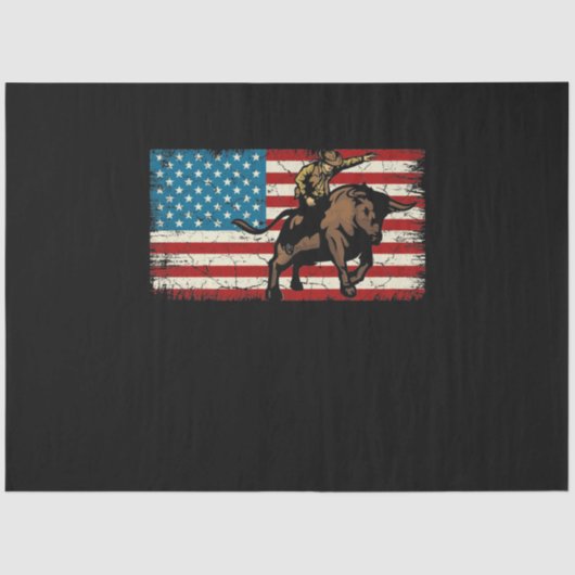 Rodeo Bull Rider Patriottic American Flag Cowboys Tissuepapier (Voorkant)