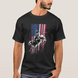 Rodeo Bull Rider Patriottic American Flag voor Cow T-shirt