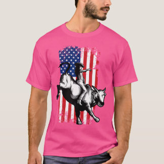 Rodeo Bull Rider Patriottische Amerikaanse vlag vo T-shirt