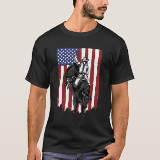 Rodeo Bull Rider Patriottische Amerikaanse vlag vo T-shirt