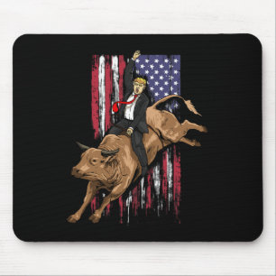 Rodeo Bull Rider Trump Amerikaanse vlag Cowboy Bul Muismat
