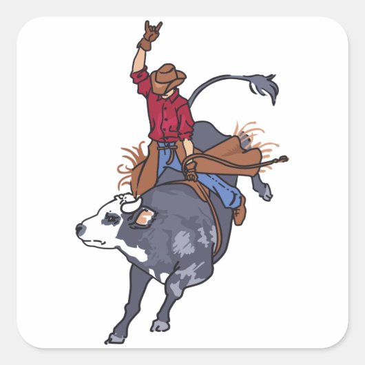 Rodeo Bull Rider Vierkante Sticker (Voorkant)