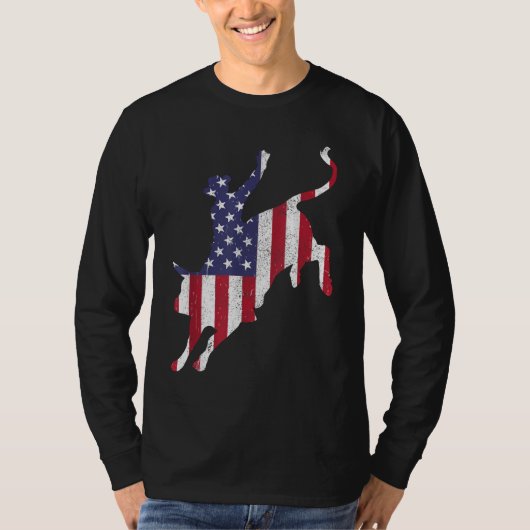 Rodeo Bull Riding American Flag Patriotic Bull Rid T-shirt (Voorkant)