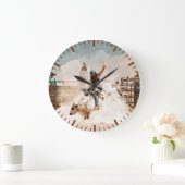 Rodeo Bull Riding Rustic Western Grote Klok (Huis)