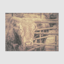 Rodeo Bull Rustic  Antiek Western land