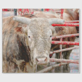 Rodeo Bull Rustic Western land Cadeaupapier (Vlak)