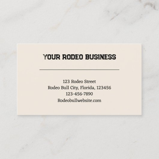 Rodeo Bull Rustic Western land Visitekaartje (Achterkant)