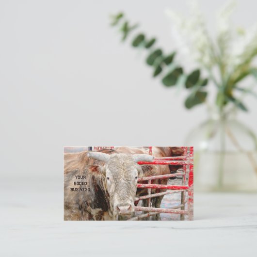 Rodeo Bull Rustic Western land Visitekaartje (Staand voorkant)