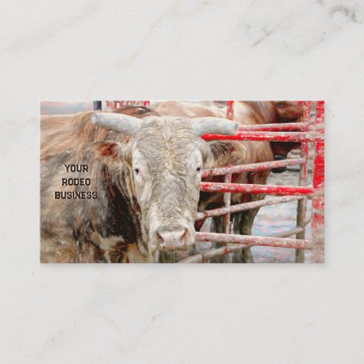 Rodeo Bull Rustic Western land Visitekaartje (Voorkant)