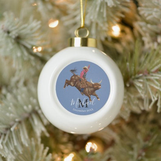 Rodeo bullrider keramische bal ornament (Boom)