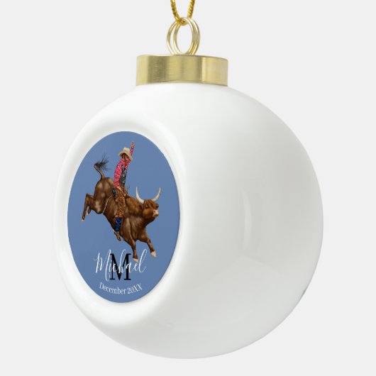 Rodeo bullrider keramische bal ornament (Rechts)