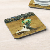 Rodeo Calf Roping Abstract Impressionisme Bier Onderzetter (Linkerzijde)