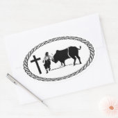 Rodeo Clown Cross Euro Stijl Ovale Sticker (Envelop)