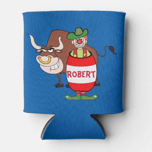 Rodeo Clown en Bull gepersonaliseerd Blikjeskoeler (Voorkant)