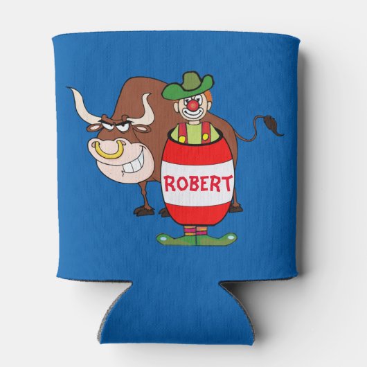 Rodeo Clown en Bull gepersonaliseerd Blikjeskoeler (Achterkant)