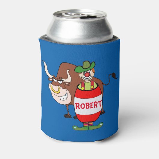 Rodeo Clown en Bull gepersonaliseerd Blikjeskoeler (Blikje Achterkant)