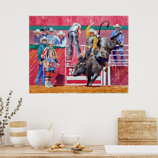 Rodeo Clown en Bull Rider Poster (Keuken)