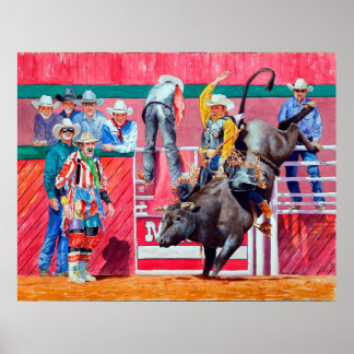 Rodeo Clown en Bull Rider Poster