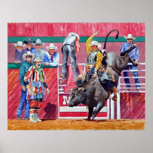 Rodeo Clown en Bull Rider Poster (Voorkant)