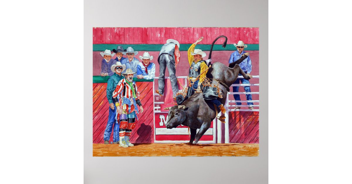 Rodeo Clown en Bull Rider Poster | Zazzle.nl