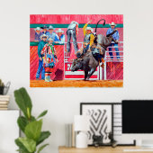 Rodeo Clown en Bull Rider Poster (Thuiskantoor)