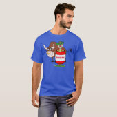 Rodeo Clown in Barrel and Bull Cartoon personaliz T-shirt (Voorkant volledig)