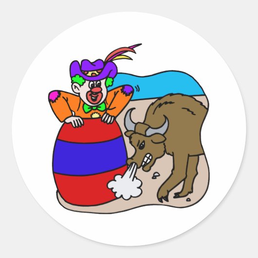 Rodeo Clown in Barrel Ronde Sticker (Voorkant)
