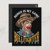 Rodeo Clown Rodeo is mijn spelstrijder Briefkaart (Voorkant / Achterkant)