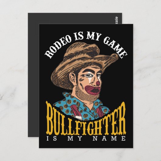 Rodeo Clown Rodeo is mijn spelstrijder Briefkaart (Voorkant / Achterkant)