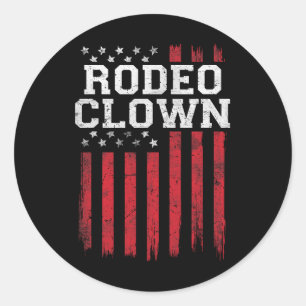 Rodeo Clown Trotse Amerikaanse Vlag USA Patriot Pa Ronde Sticker