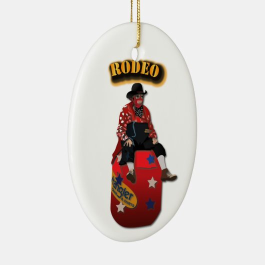 Rodeo Clowns met tekst Keramisch Ornament (Rechts)