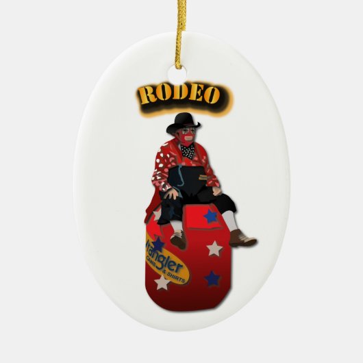 Rodeo Clowns met tekst Keramisch Ornament (Voorkant)