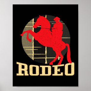 Rodeo Country Cowboys Paardrijden Vinta Poster