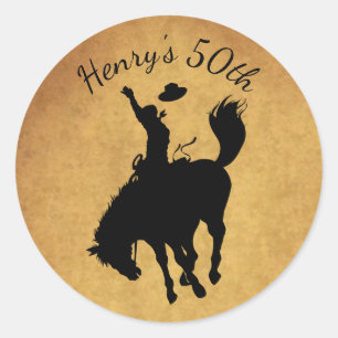 Rodeo Cowboy 50ste verjaardag Ronde Sticker