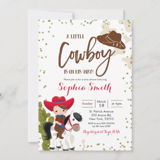 Rodeo Cowboy Baby shower Kaart (Voorkant)