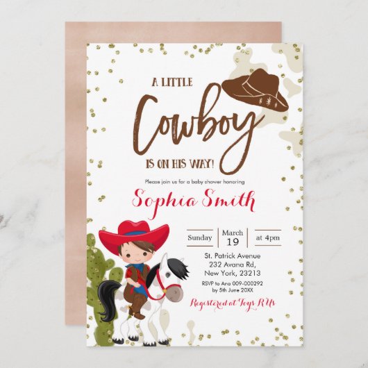 Rodeo Cowboy Baby shower Kaart (Voorkant / Achterkant)