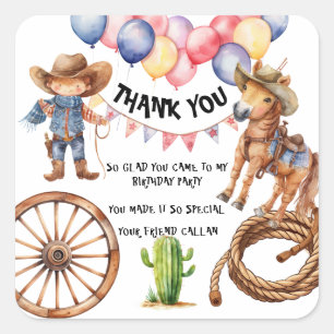 Rodeo Cowboy Bedankt Feest Stickers
