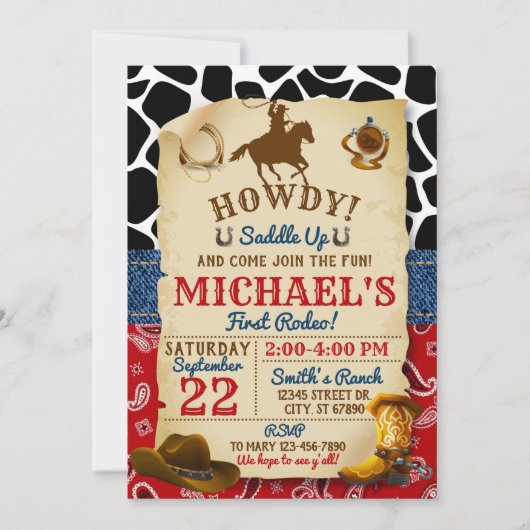 Rodeo Cowboy Birthday Uitnodiging (Voorkant)