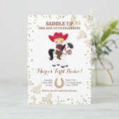 Rodeo cowboy blonde jongen verjaardag Uitnodiging (Staand voorkant)