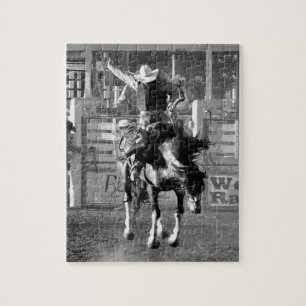 Rodeo Cowboy Bokkend Paard 8 Seconden Om Te Scoren Legpuzzel