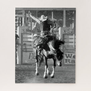 Rodeo Cowboy Bokkend Paard 8 Seconden Om Te Scoren Legpuzzel