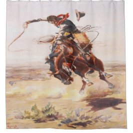  Rodeo Cowboy Bronc Rider Shower Curtain Douchegordijn