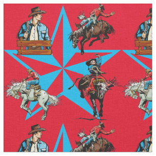 Rodeo Cowboy Bronc Riding Western Fabric Stof