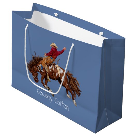 Rodeo Cowboy Bronco Buster Groot Cadeauzakje (Voorkant Gekanteld)