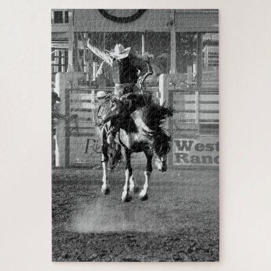 Rodeo Cowboy Bucking Horse 8 seconden naar score Legpuzzel (Verticaal)