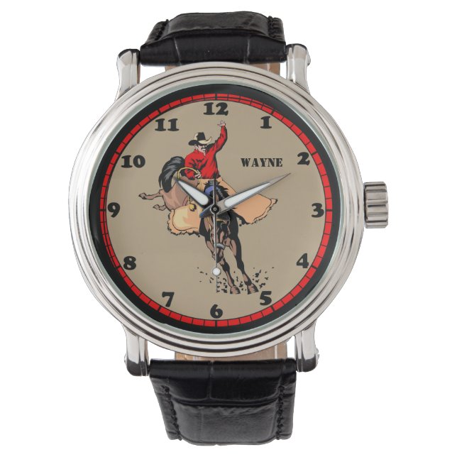 Rodeo Cowboy Bull Rider Custom eWatch Horloge (Voorkant)