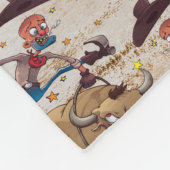 Rodeo Cowboy Bull Riding Cartoon All-Over-Print Fleece Deken (Hoek)